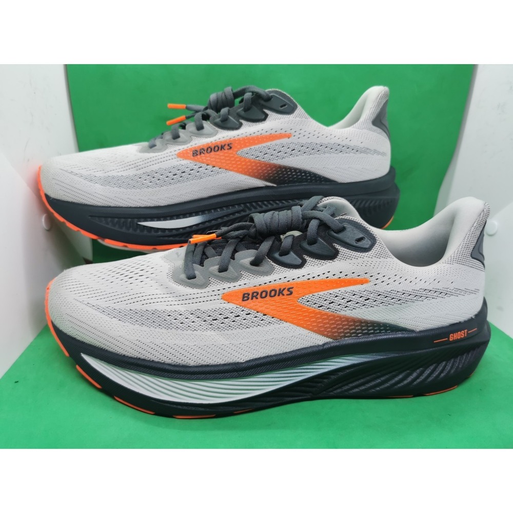 Brooks Ghost 17 Sneakers Men's Siz 12.5 4E Gray Orange Running Shoes 1104424E048